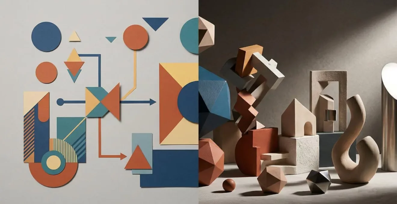 Comparaison visuelle entre création 2D et 3D en motion design