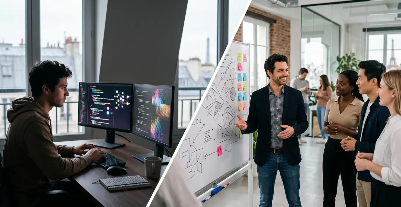 Un développeur en progression de carrière, passant de junior à lead tech dans un environnement technologique français