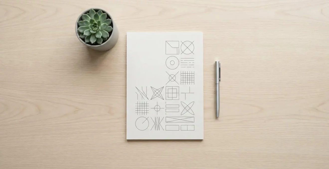 Vue aérienne d'un bureau épuré avec formulaire papier minimaliste et stylo posé délicatement