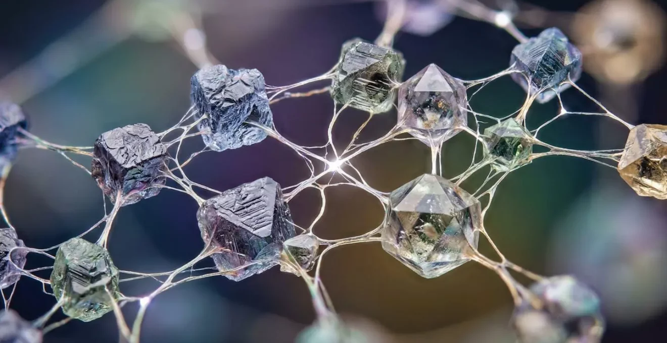 Réseau interconnecté représentant un Knowledge Graph personnel avec des entités Schema.org