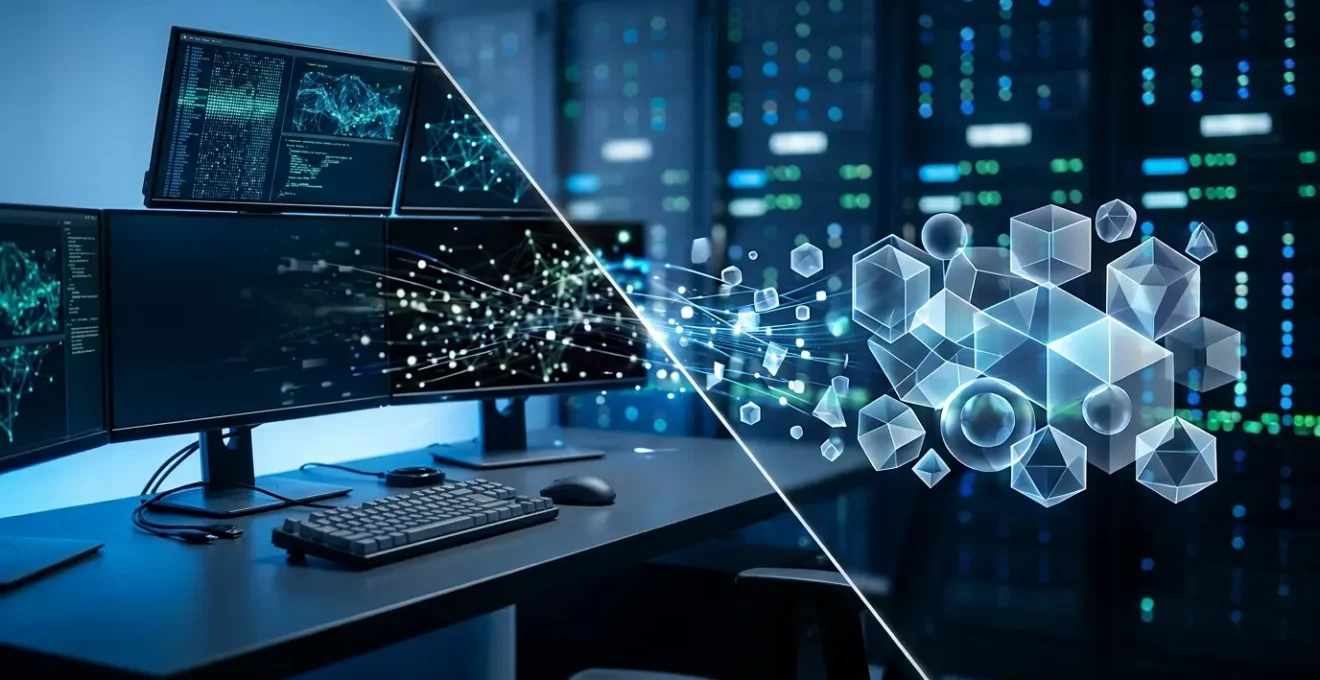 Environnement de test sécurisé avec données anonymisées et représentation visuelle du RGPD