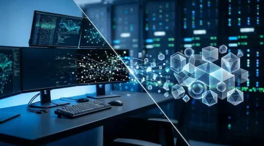 Environnement de test sécurisé avec données anonymisées et représentation visuelle du RGPD