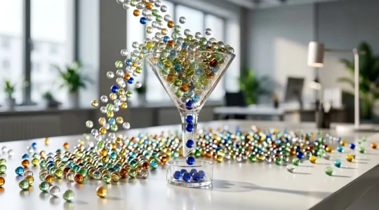 Représentation métaphorique du trafic qualifié dans le marketing digital : entonnoir de conversion filtrant des visiteurs