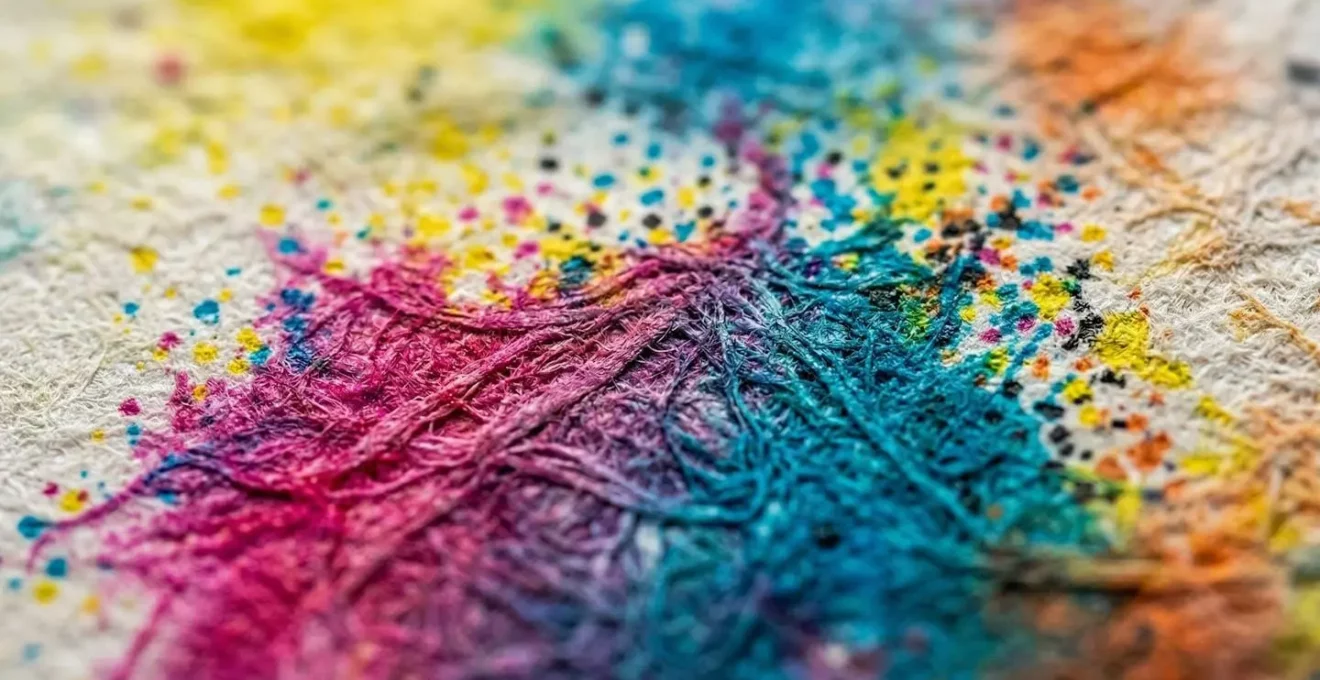 Vue macro détaillée de nuances de couleurs et textures d'impression professionnelle